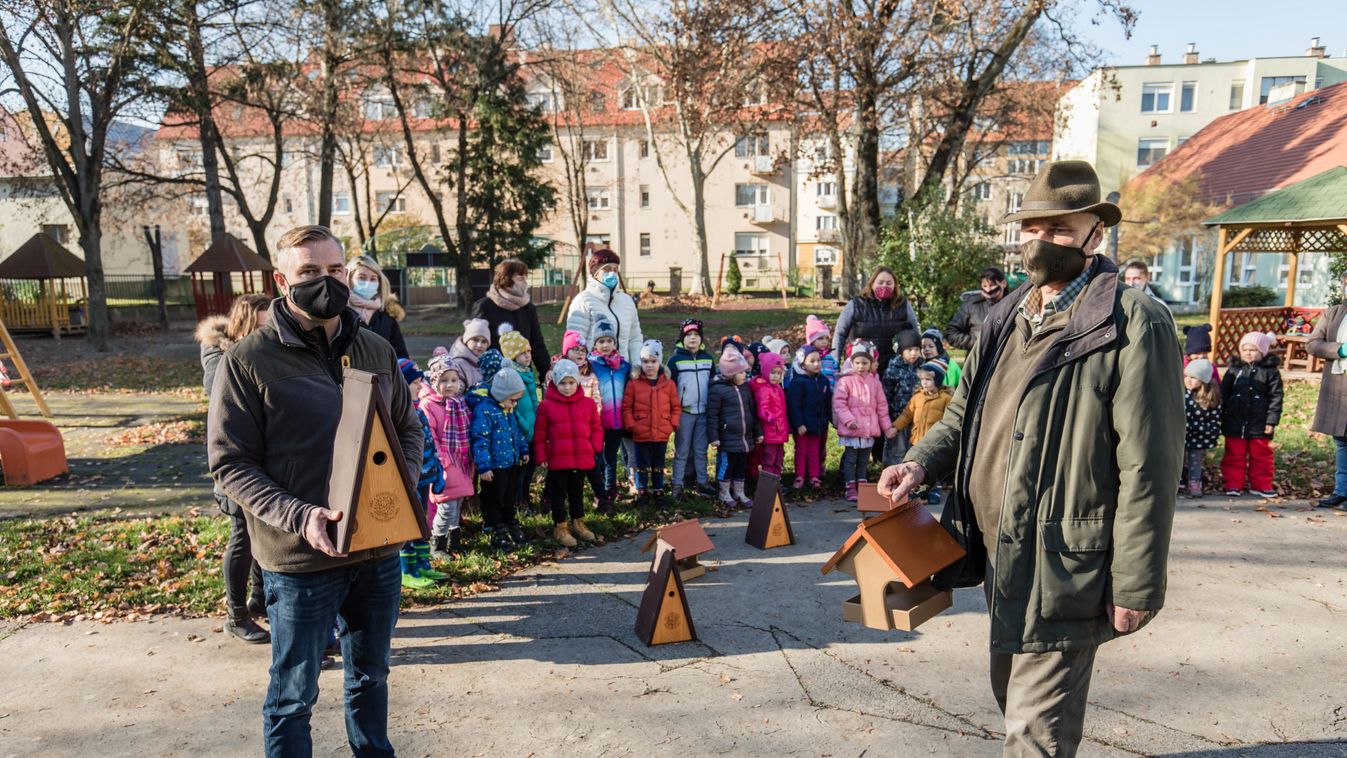 Madárodúkat és etetőket helyeztek ki a zalaegerszegi óvoda kertjében