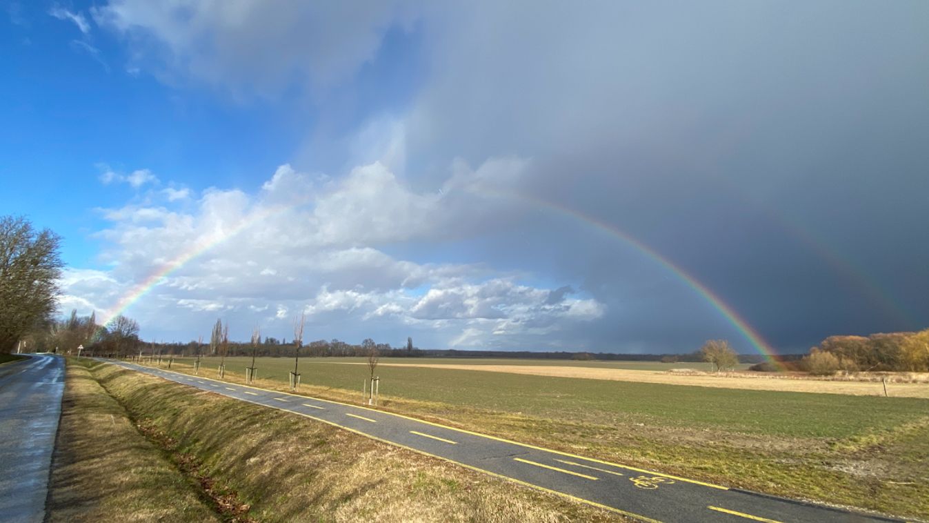 Februári szivárvány a Zalakarost Garabonccal összekötő kerékpárút felett