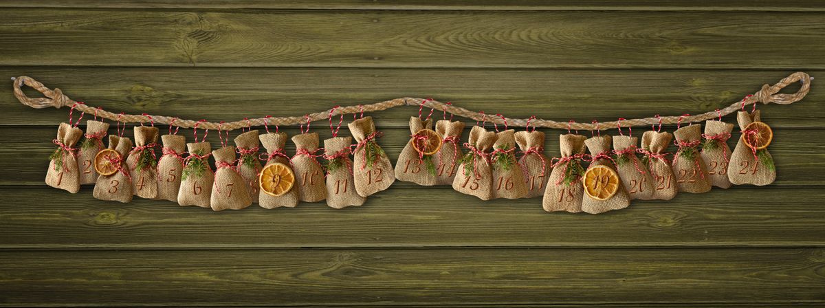 Advent,Calendar,Bags,Christmas,Wood,Rope,Gift